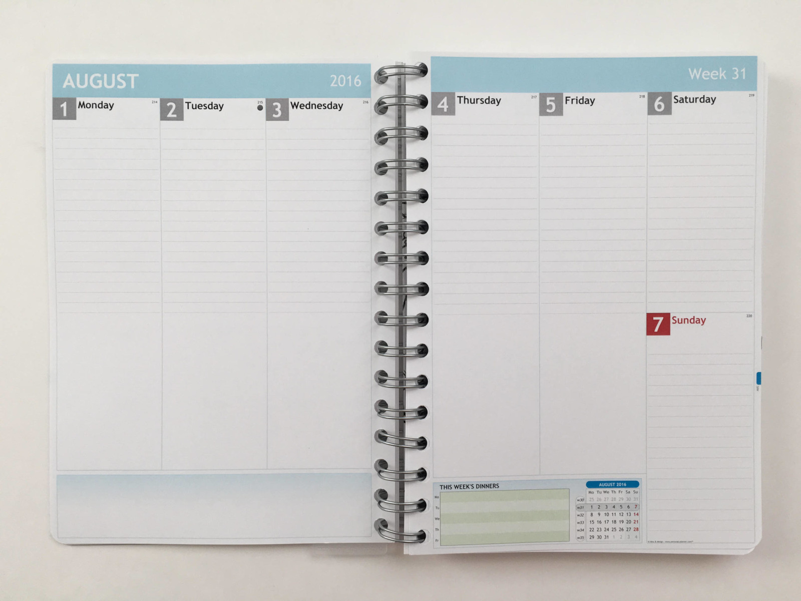 personal planner weekly spread
