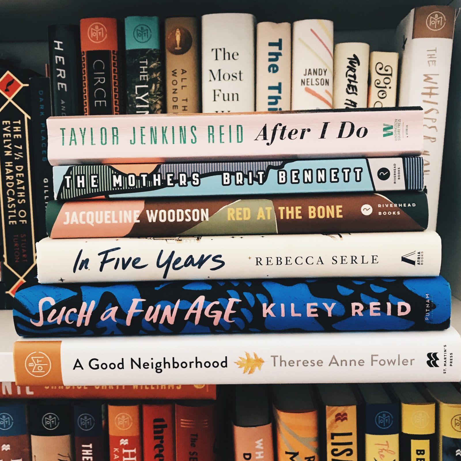 february/march book stack