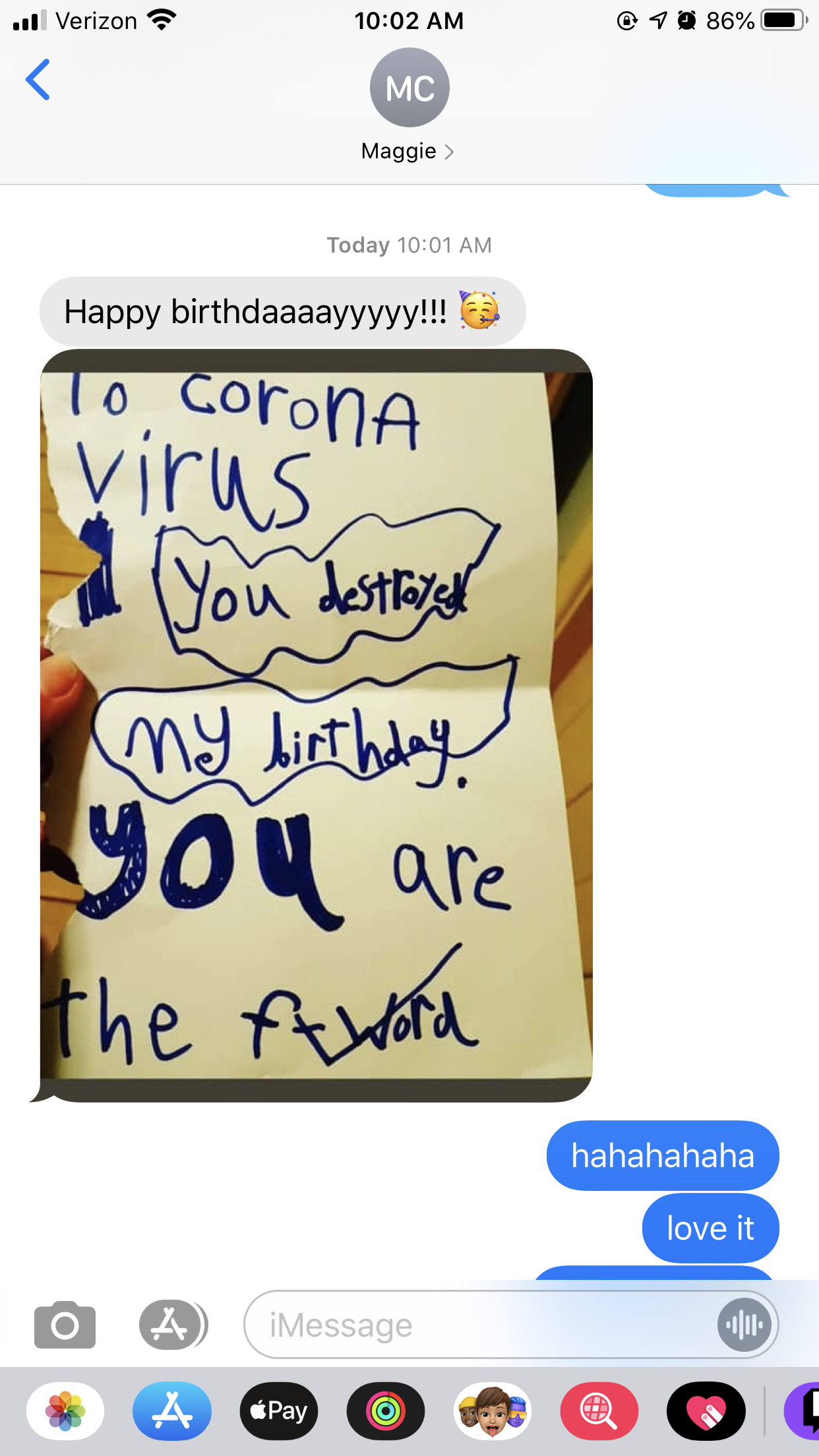 coronavirus birthday text